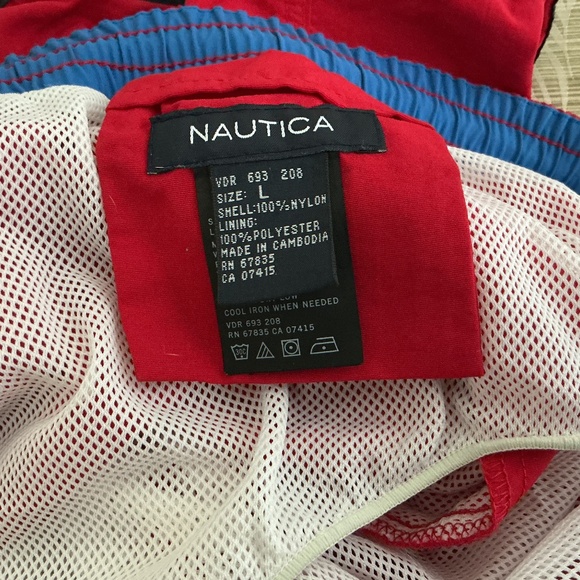 Nautical Men’s Swim Trunks Sized Large Red - Picture 2 of 3